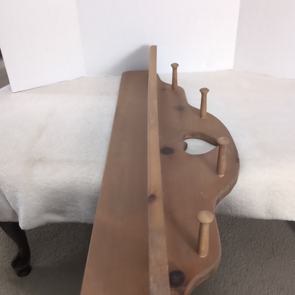 Vintage Wood Shelf With Heart Cut OutWall Shelf With 4 Pegs - 35” - Picture 5 of 7